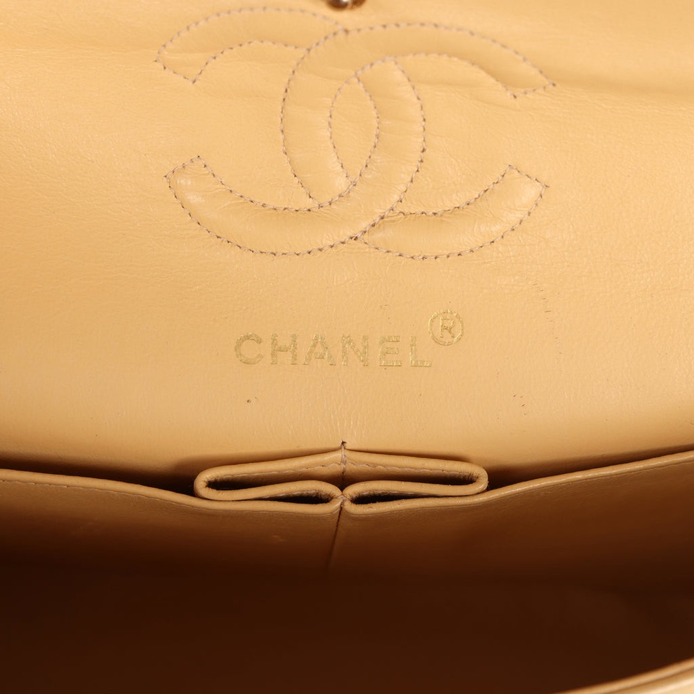 Vintage Chanel Small Classic Double Flap Beige Lambskin Gold Hardware - Picture 5 of 6